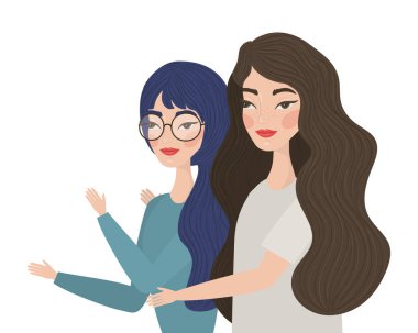 Şirin kadın çizgi filmleri vektör tasarımı çiziyor