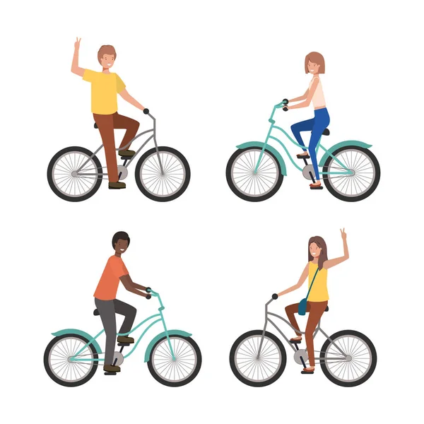 Mensen rijden fietsen vector ontwerp — Stockvector