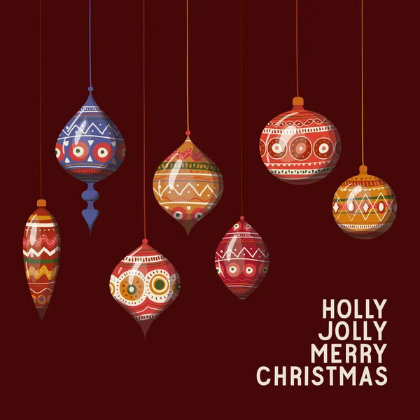 Merry christmas spheres vector design — Stock Vector