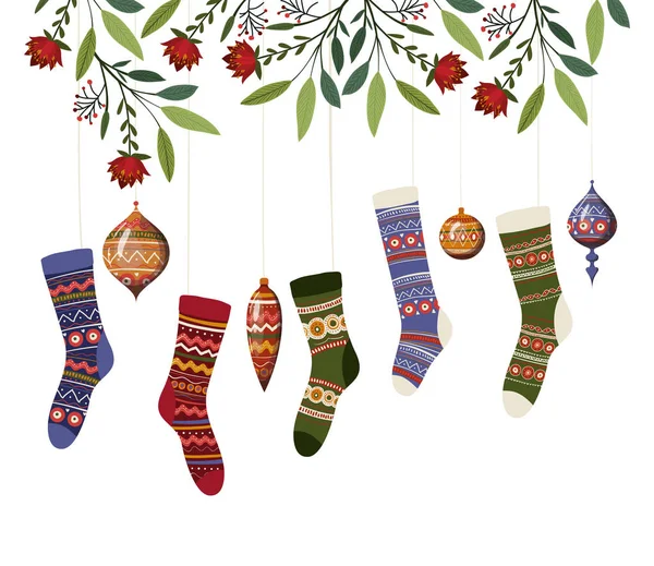 Весёлых рождественских носков и векторных сфер — стоковый вектор