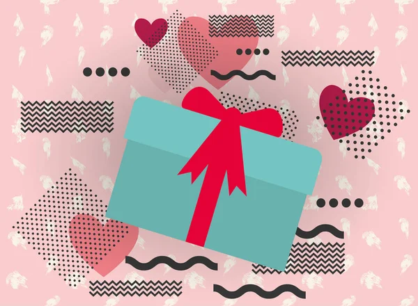 Mutlu sevgililer günü kalpleri ve hediye vektör tasarımı — Stok Vektör