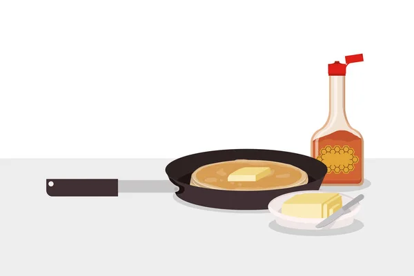 Deliziosa colazione pancake e burro vettoriale design — Vettoriale Stock