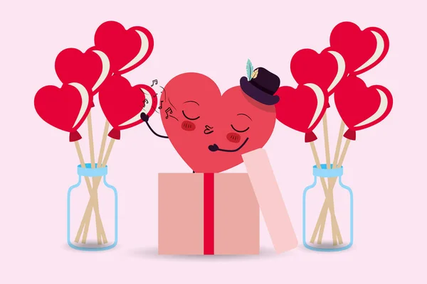 Щасливі валентинки серце мультфільм Векторний дизайн — стоковий вектор