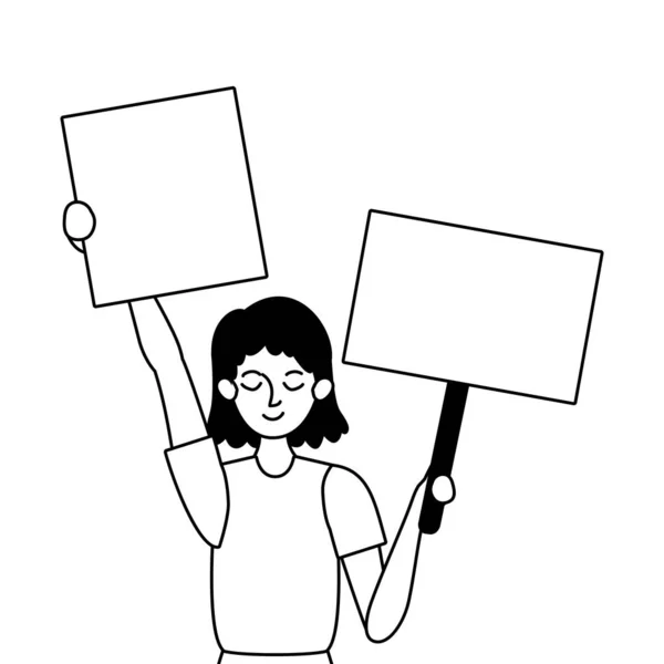 Woman protesting for human rights vector design — Stock Vector