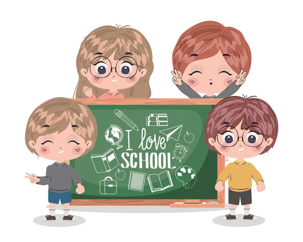 Escola crianças desenhos animados design vetorial — Vetor de Stock