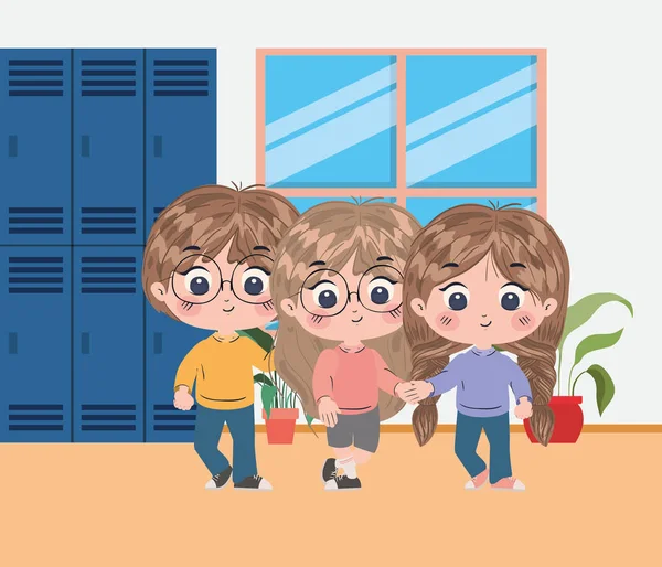 Escola crianças desenhos animados design vetorial — Vetor de Stock