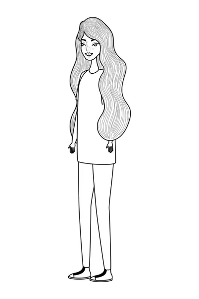 Cute woman cartoon drawing vector design — ストックベクタ