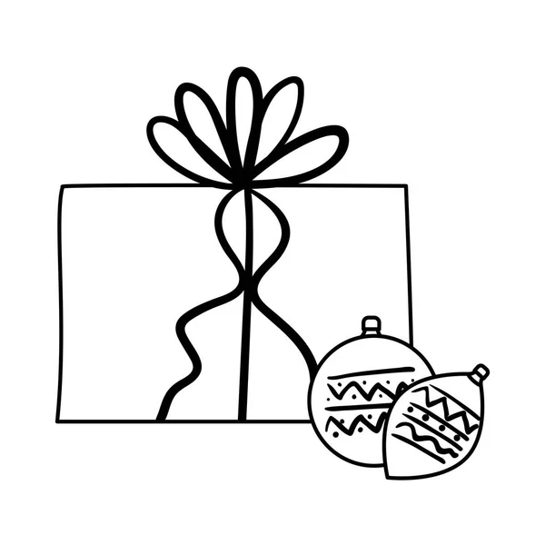 メリークリスマスの球とギフトベクトルデザイン — ストックベクタ