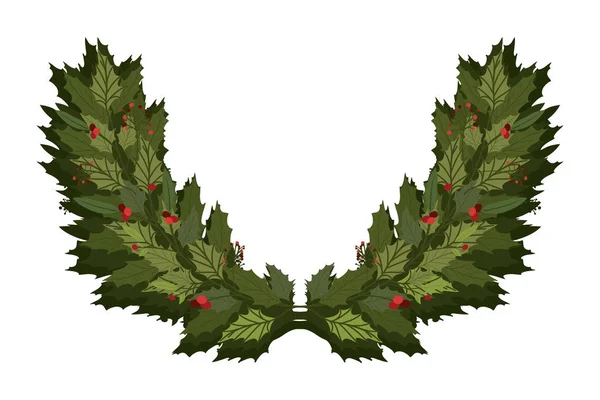 Zimní a veselé vánoční listy věnec vektor design — Stockový vektor