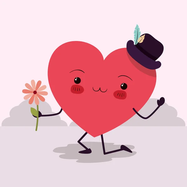 Feliz San Valentín corazón diseño de vectores de dibujos animados — Vector de stock