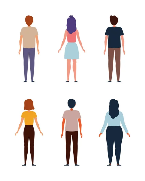 Ensemble de personnes avatars conception vectorielle — Image vectorielle