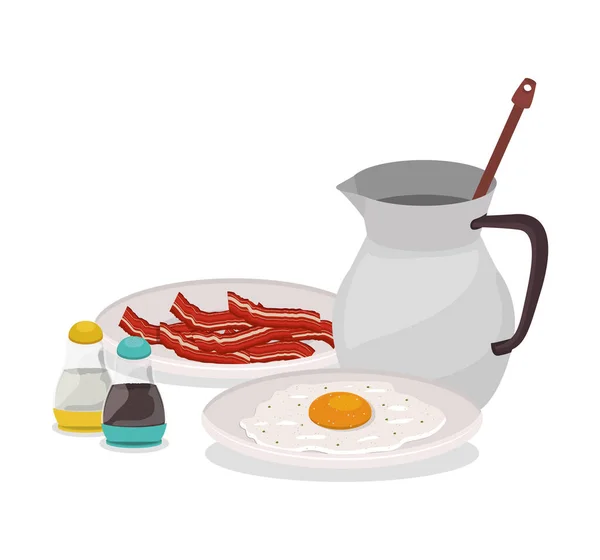 Desayuno huevo tocino y chocolate vector de diseño — Archivo Imágenes Vectoriales