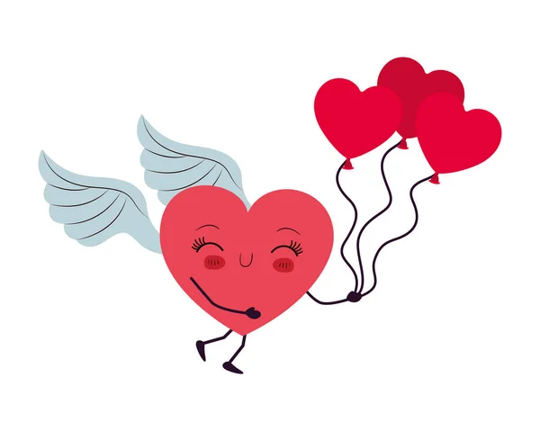 Felice cuore di San Valentino disegno vettoriale del fumetto — Vettoriale Stock