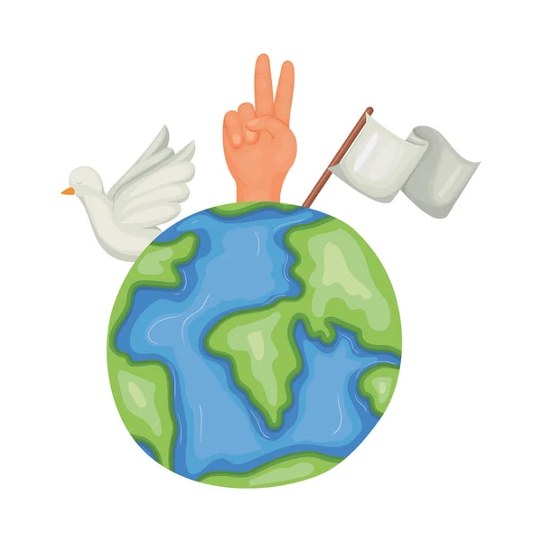 Hand and planet of human rights concept vector design — Stock Vector