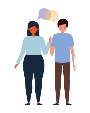 İletişim kabarcığı tasarımı olan çift