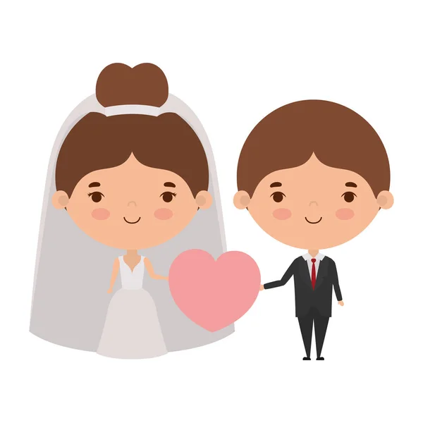 Casal de noiva e noivo desenho animado — Vetor de Stock