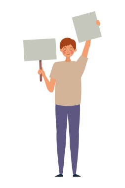 İnsan hakları vektör tasarımını protesto eden adam