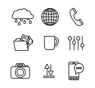 Kullanıcı arayüzü ve sosyal medya çizgi simgesi dizaynı