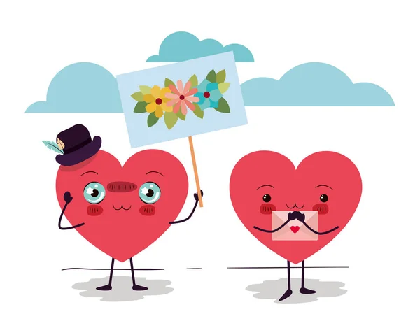 Feliz Valentim coração desenhos animados design vetorial —  Vetores de Stock