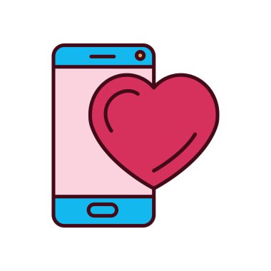 Ayrı kalp ve akıllı telefon ikonu doldurma vektör tasarımı