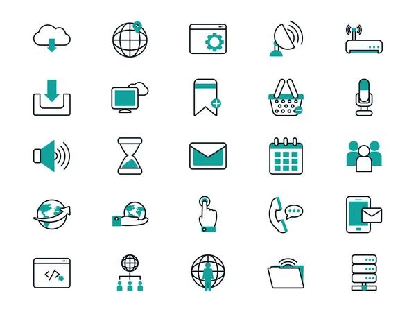 Digitales und technologisches Icon Set Vektor Design — Stockvektor