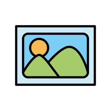 İzole edilmiş manzara ikonu doldurma vektör tasarımı