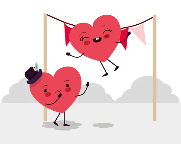 Gelukkige Valentijnskaarten hart cartoons vector ontwerp — Stockvector