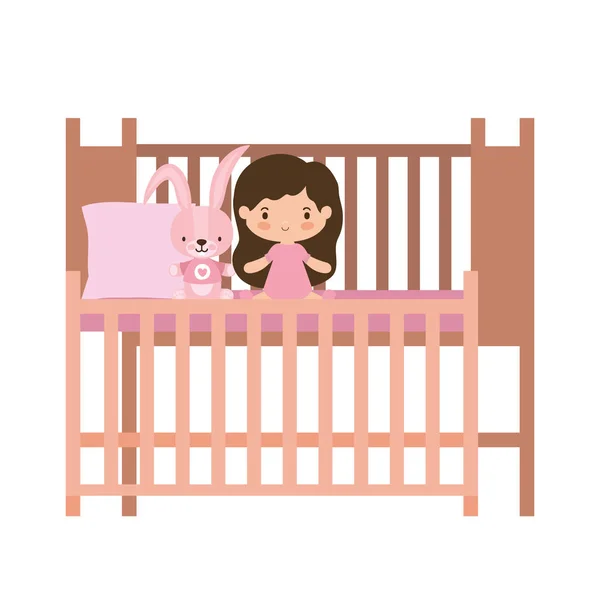 Geïsoleerde meisje cartoon binnen cradle vector ontwerp — Stockvector