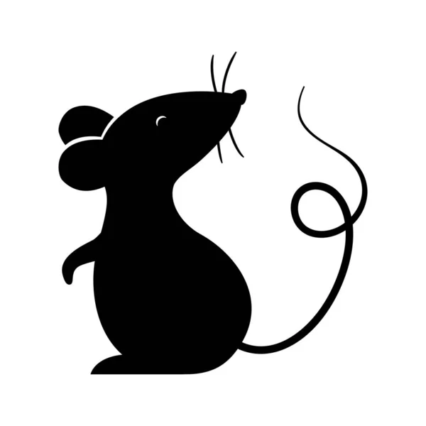 Diseño aislado del vector de silueta de ratón — Vector de stock