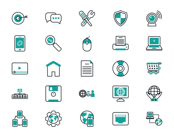 Digitales und technologisches Icon Set Vektor Design — Stockvektor