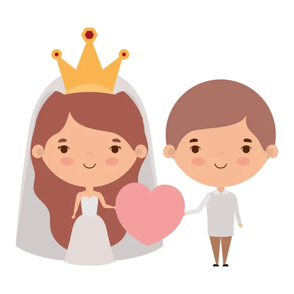 Couple of bride and groom cartoon design — Stock Vector