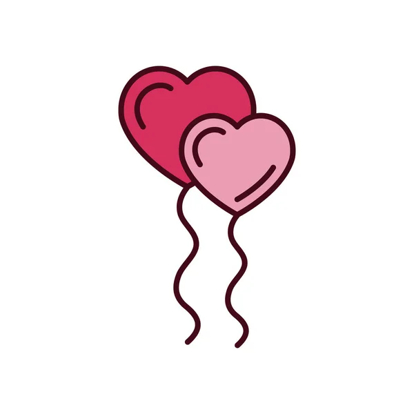 Diseño de vectores de relleno de iconos de globos de corazón aislados — Vector de stock