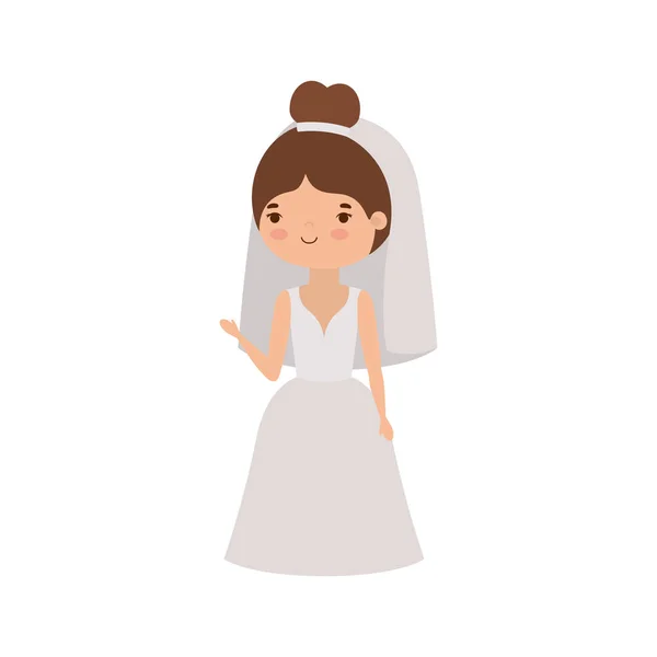 Desenhos animados da noiva com vestido de noiva design vetorial —  Vetores de Stock