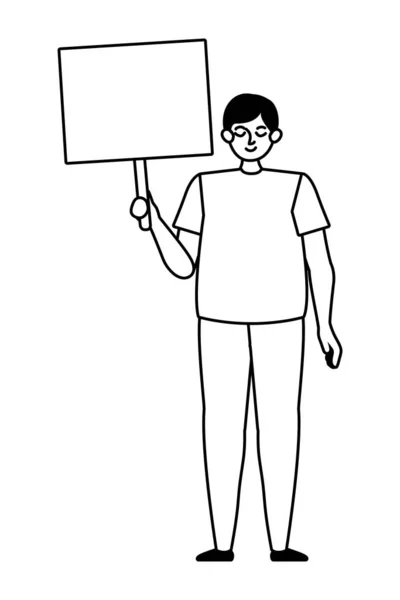 Hombre protestando por diseño de vectores de derechos humanos — Vector de stock