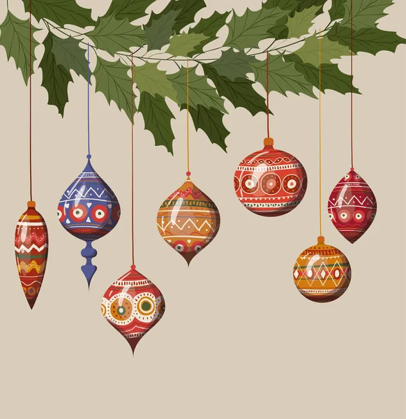 Feliz Natal esferas vetor design —  Vetores de Stock