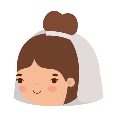 Düğün duvağı vektör tasarımlı gelin karikatürü