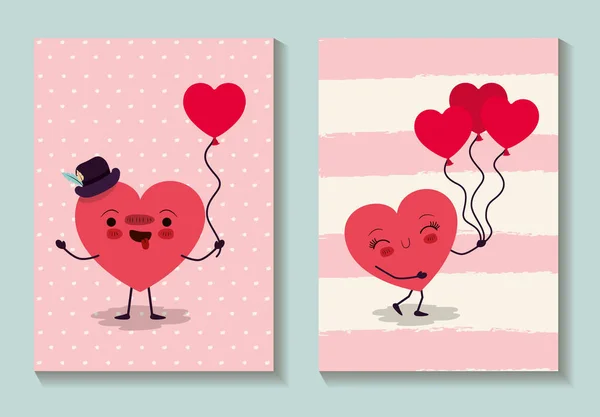 Szczęśliwy Walentynki serca kreskówki wektor projekt — Wektor stockowy