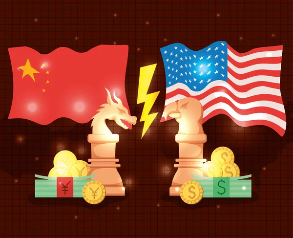 Guerra comercial entre China y EE.UU. diseño de vectores — Vector de stock