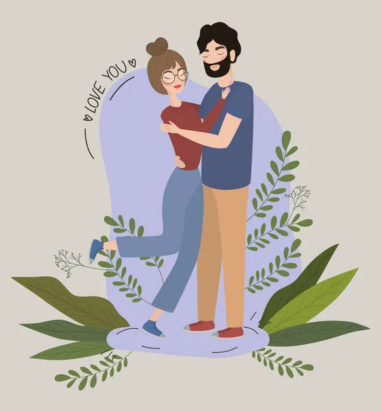 女性と男性の図面ベクトルデザインのカップル — ストックベクタ
