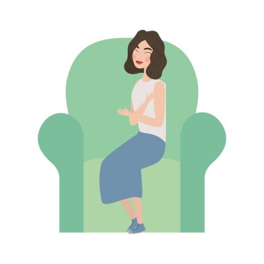 Kadın çizgi film çizimi vektör tasarımı