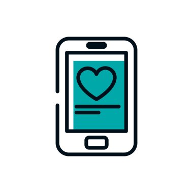 İzole kalp atışı ve akıllı telefon vektör tasarımı