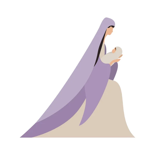 Virgen María y bebé jesus vector de diseño — Vector de stock