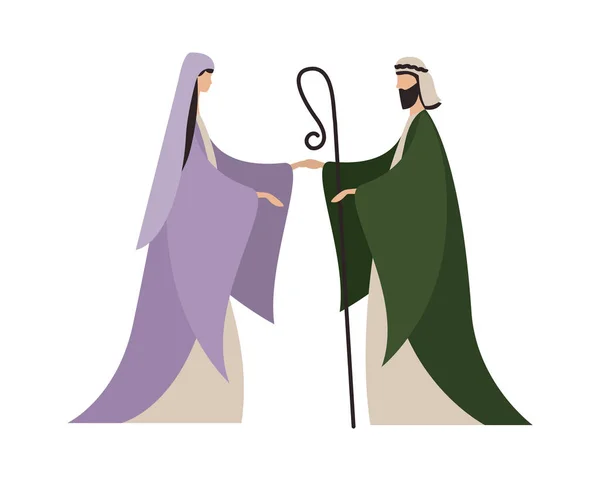 Desenho de vetor virgem mary e joseph — Vetor de Stock