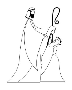 Bakire Meryem Joseph ve bebek İsa 'nın vektör tasarımı