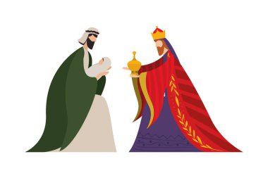 Caspar bebek İsa ve Joseph vektör tasarımı