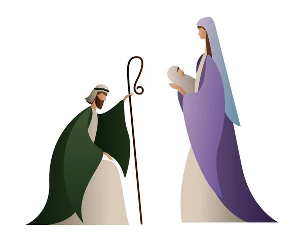 Virgin mary joseph și baby jesus vector design — Vector de stoc