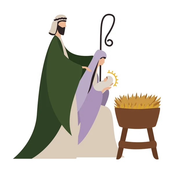 聖母マリアヨセフと赤ちゃんイエスベクトルデザイン — ストックベクタ
