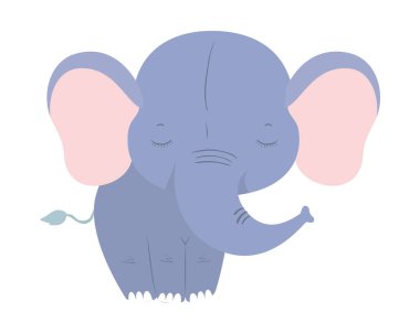 İzole edilmiş şirin fil çizgi film vektör tasarımı