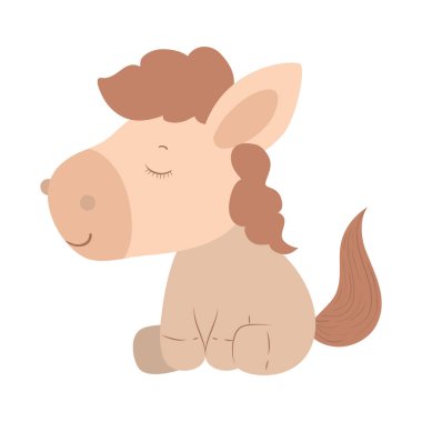 İzole edilmiş şirin at çizgi film vektör tasarımı