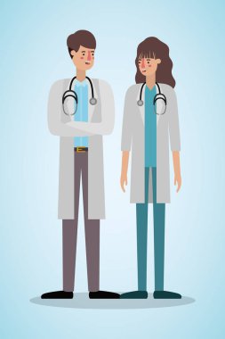 Kadın ve erkek doktorlar vektör tasarımı